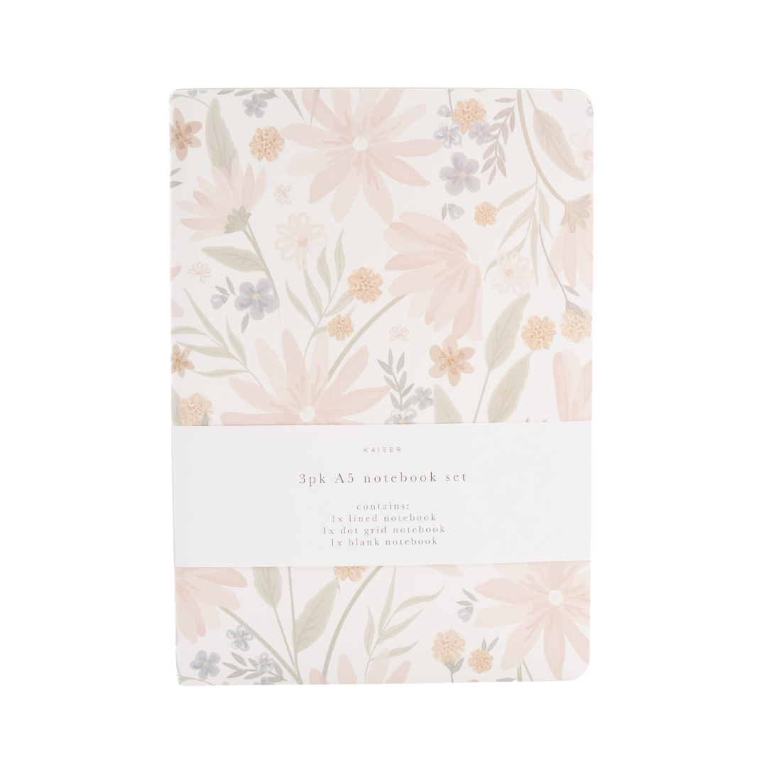 3Pk A5 Notebook Set - Blushing Floral